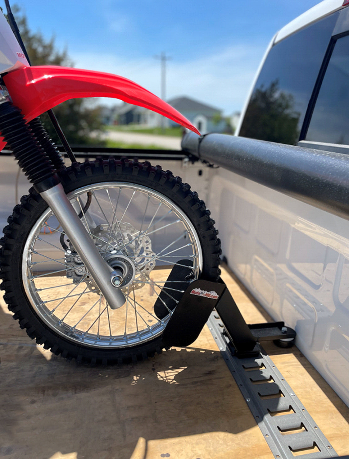 E-Track Motorcycle Wheel Chock | EZ Chock - Floor Mount